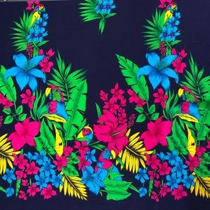 Uno Navy Blue Tropical Print Wrap or Scarf